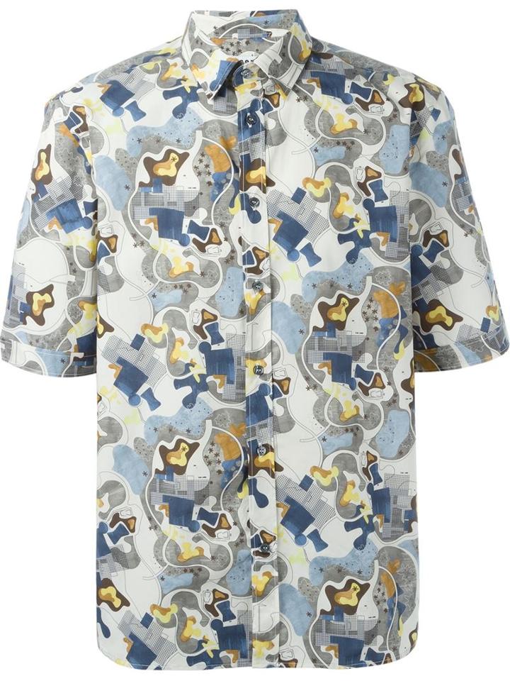Msgm Abstract Print Shirt, Men's, Size: 42, Cotton
