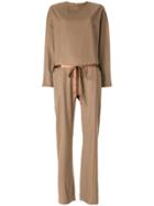 Maison Flaneur Ribbon Detail Jumpsuit - Brown