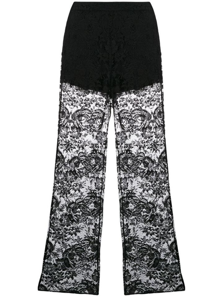 Prada Lace Flared Trousers - Black