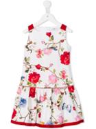 Monnalisa Floral Print Dress, Girl's, Size: 8 Yrs, White