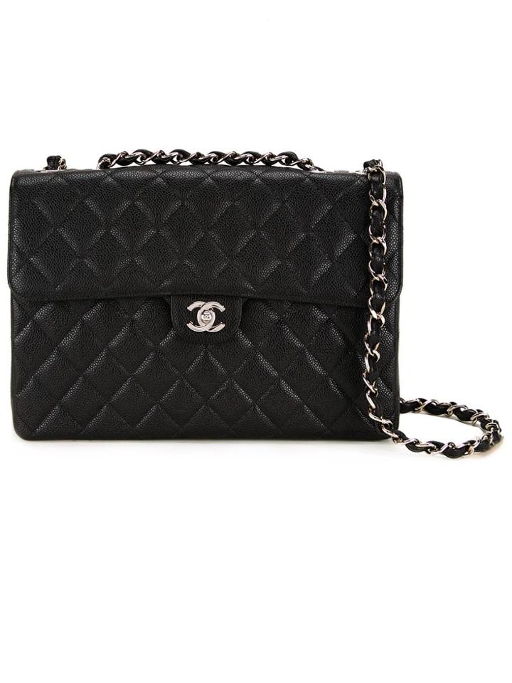 Chanel Vintage Jumbo Cc Shoulder Bag - Black