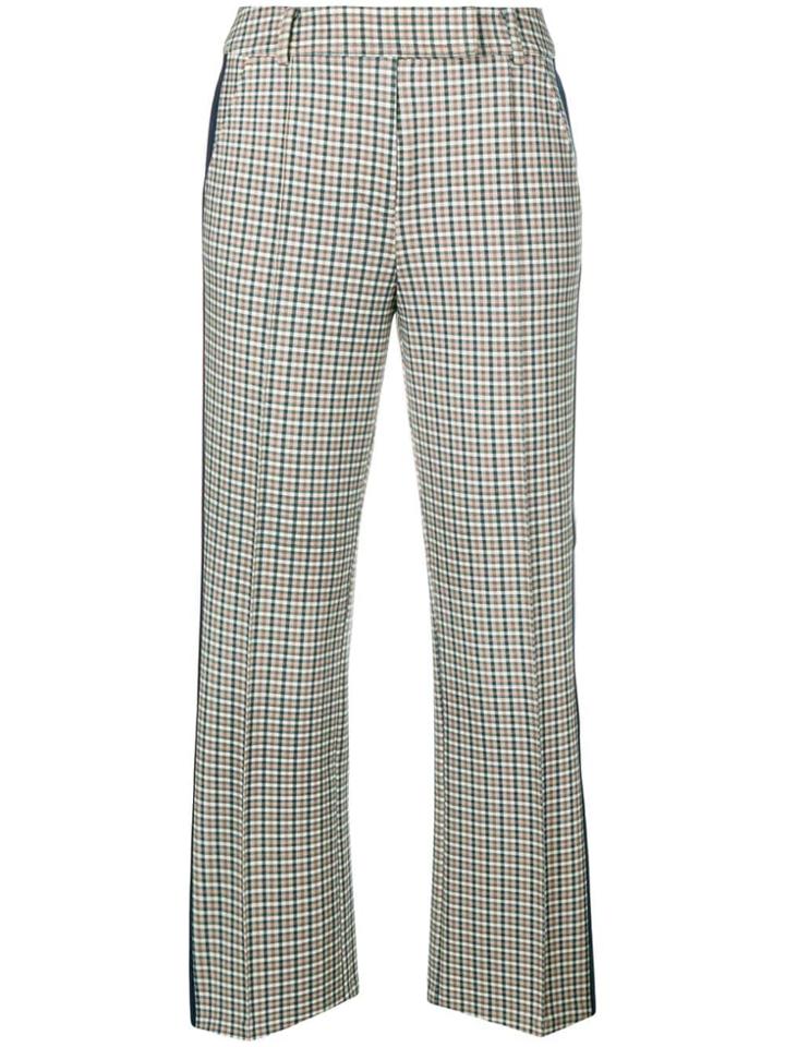 Tory Burch Check Pattern Cropped Trousers - Green