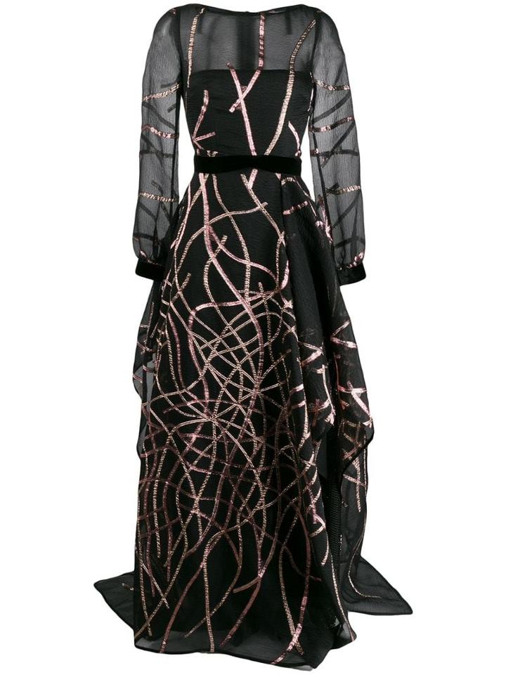 Talbot Runhof Sequin Embellished Evening Dress - Black