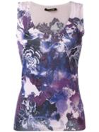 Roberto Cavalli Floral Print Tank Top, Women's, Size: 48, Pink/purple, Silk/cashmere/wool