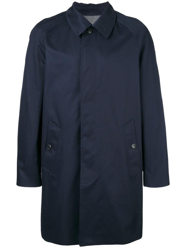 Sunspel Single Breasted Coat, Men's, Size: Large, Blue, Cotton