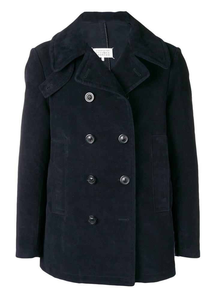 Maison Margiela Double Breasted Caban Coat - Blue