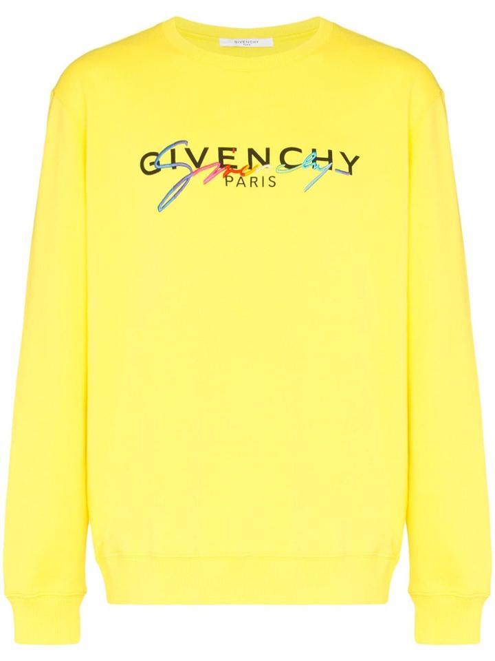 Givenchy Signature Logo-embroidered Sweatshirt - Yellow