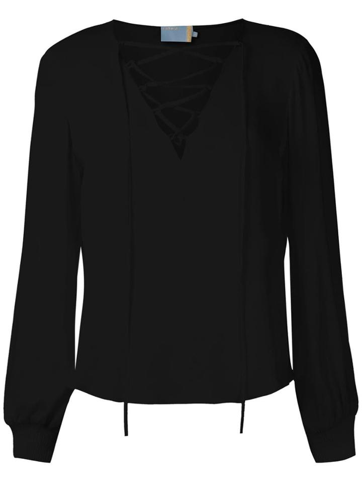 Cruise Laces Silk Blouse - Black