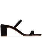 By Far Black Tanya 65 Double Strap Suede Mules