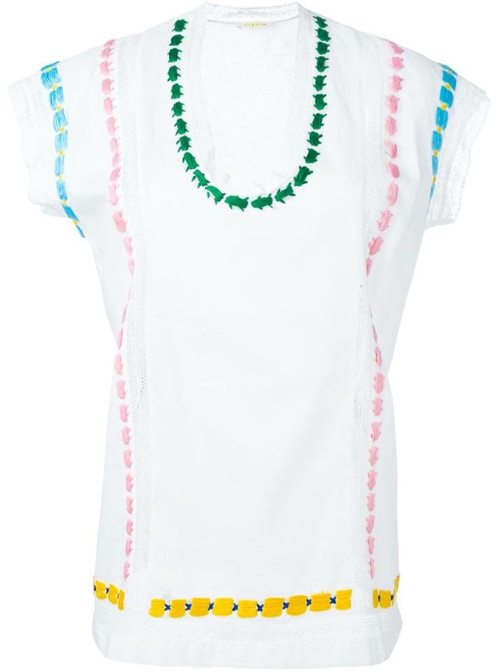 P.a.r.o.s.h. Embroidered Top, Women's, White, Cotton