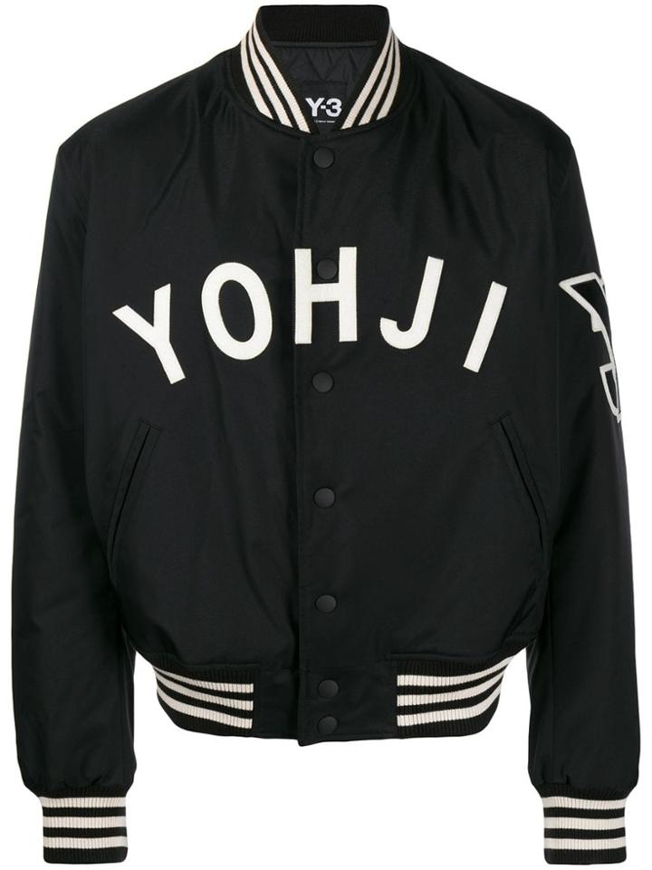 Y-3 Logo Print Bomber Jacket - Black