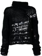 Isabel Benenato Distressed Jumper, Women's, Size: 40, Black, Cotton/hemp/polyamide/alpaca