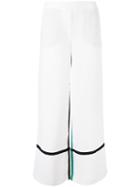 8pm - Contrast Wide-leg Pants - Women - Polyester - S, White, Polyester