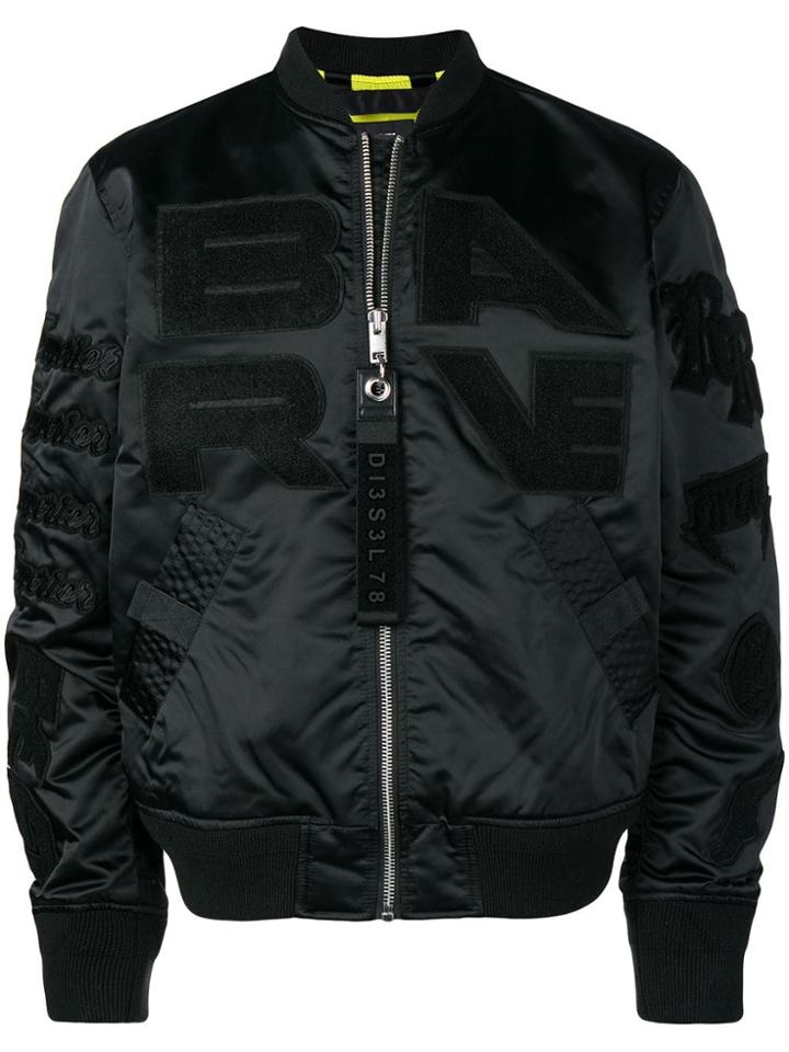 Diesel Embroidered Detail Bomber Jacket - Black