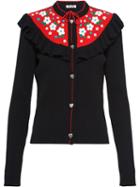 Miu Miu Ruffle Detail Cardigan - Black
