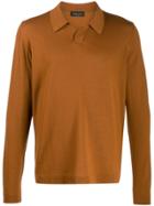 Roberto Collina Long Sleeve Polo Shirt - Brown
