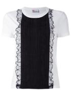 Red Valentino Ruffled Panel T-shirt, Women's, Size: Large, White, Cotton/polyamide/polyester