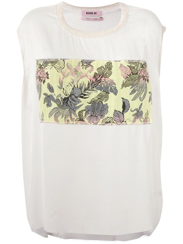 Marna Ro - Floral Patch Blouse - Women - Silk/cotton/polyester/other Fibres - Xs, Nude/neutrals, Silk/cotton/polyester/other Fibres