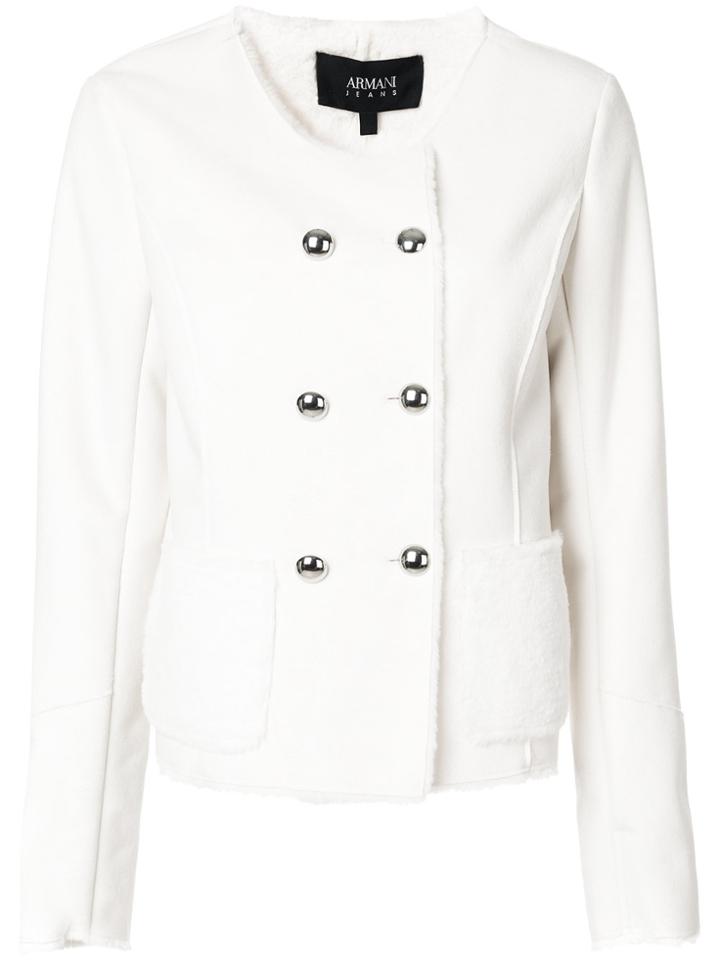Armani Jeans Fitted Button Up Jacket - White