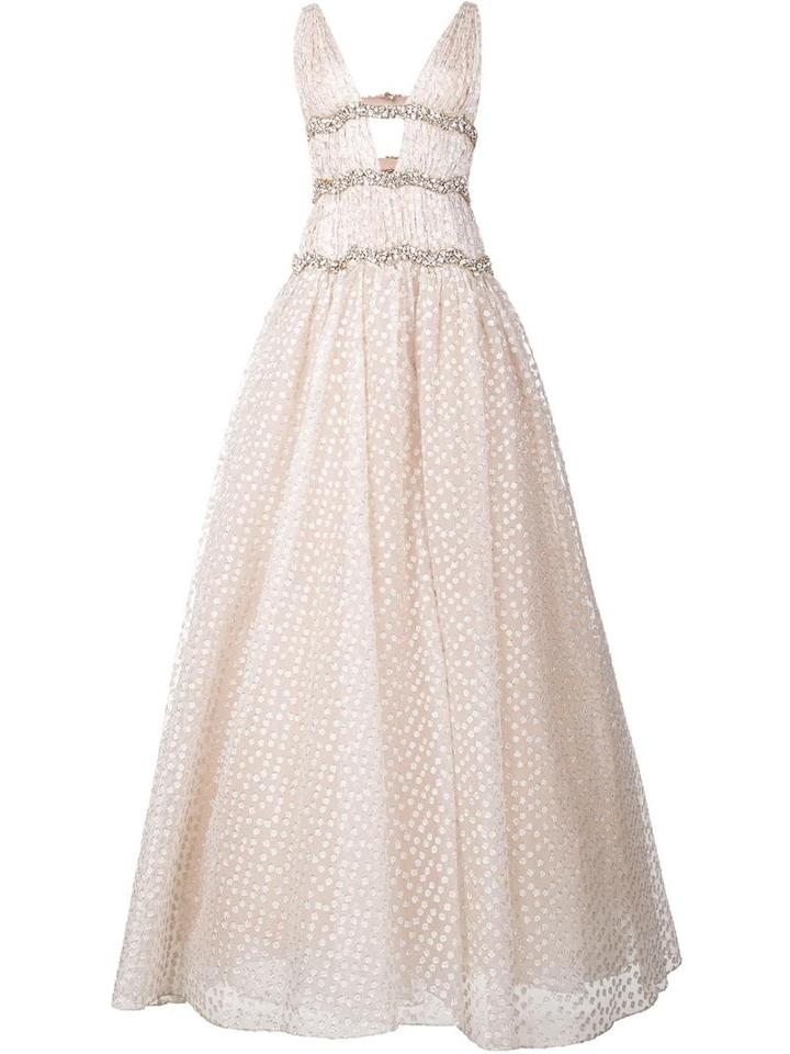 Carolina Herrera Embroidered V-neck Layered Gown, Women's, Size: 12, Pink/purple, Silk/polyester/polyamide-8