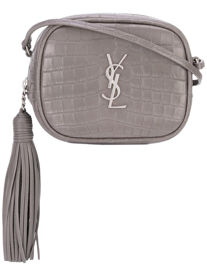 Saint Laurent - Monogramme Croc-effect Shoulder Bag - Women - Calf Leather - One Size, Grey, Calf Leather