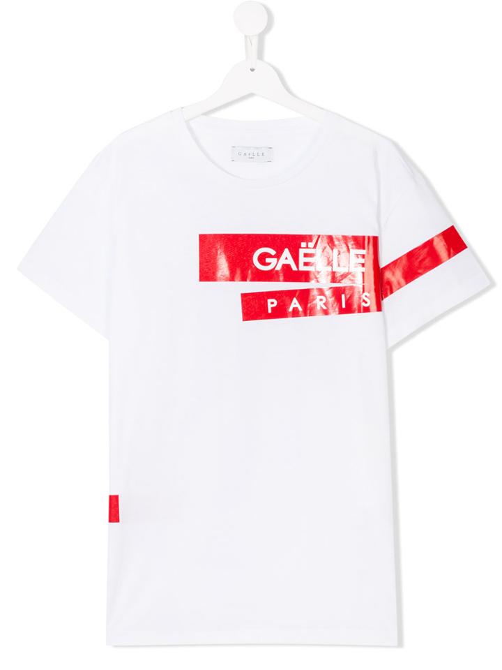 Gaelle Paris Kids Logo Stripe T-shirt - White