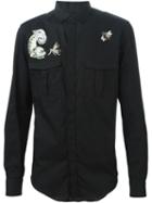 Valentino Animal Embroidered Shirt, Men's, Size: 46, Black, Cotton