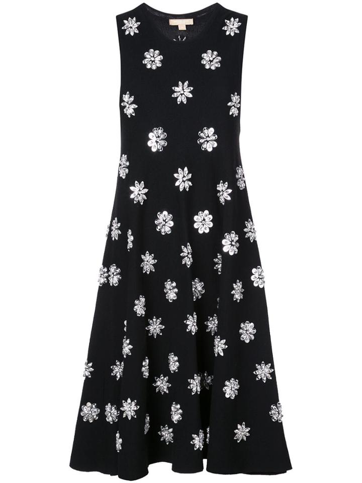 Michael Kors Embroidered Trapeze Dress - Black