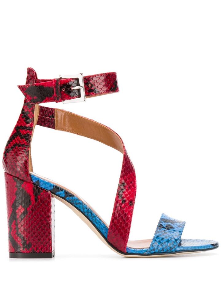 Paris Texas Snake Skin Strappy Sandals - Red