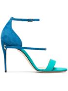 Jennifer Chamandi Blue And Green Rolando 105 Suede Sandals