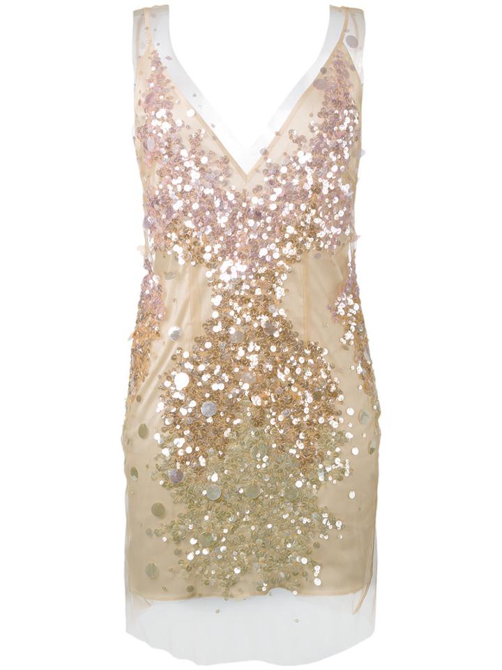 Amen Sequins Embellished Dress, Women's, Size: 40, Nude/neutrals, Pvc/polyamide/viscose