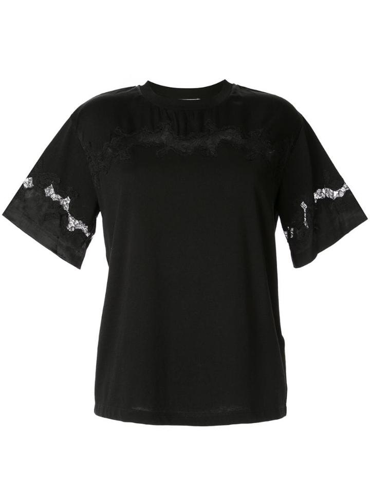 3.1 Phillip Lim Lace Insert Satin T-shirt - Black