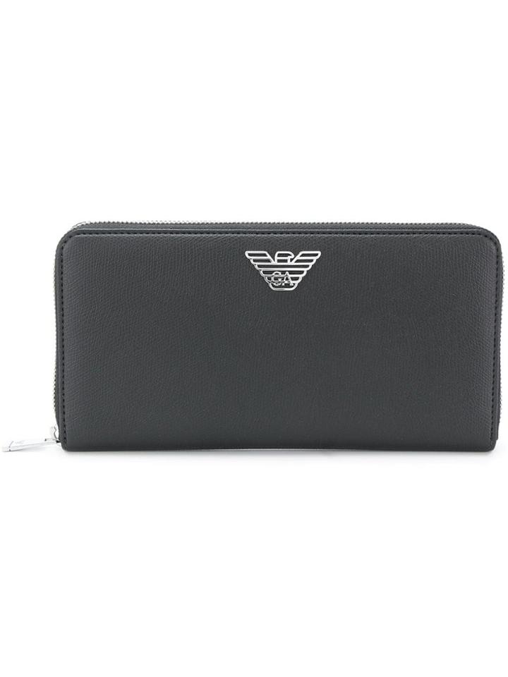 Emporio Armani Logo Zip Around Wallet - Black