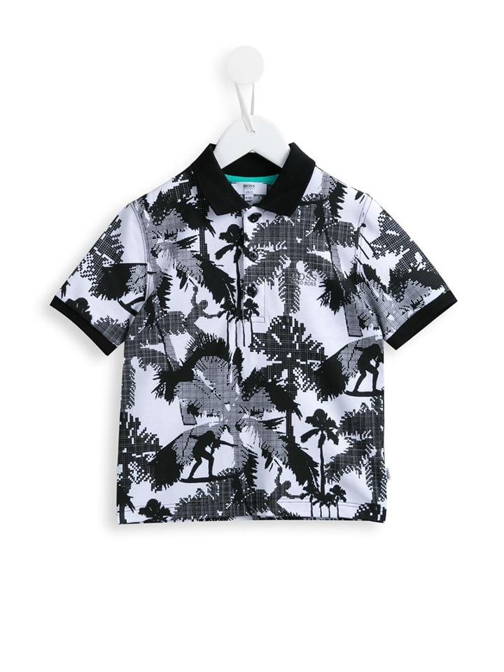 Boss Kids Surfing And Palm Print Polo Shirt