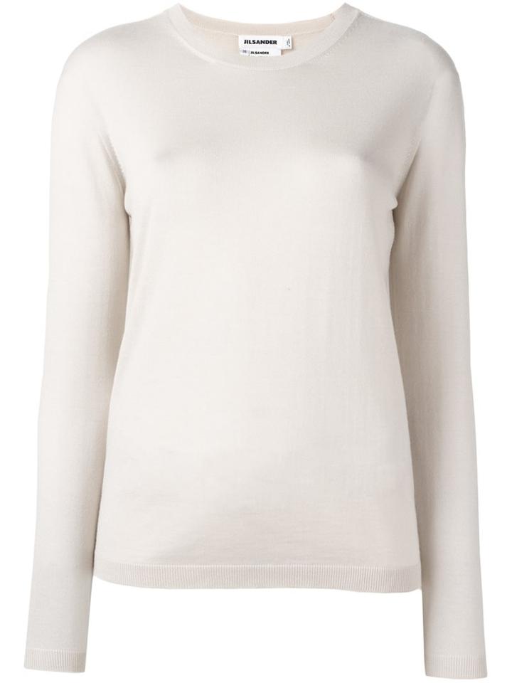 Jil Sander Round Neck Fine Knit Jumper, Women's, Size: 36, Nude/neutrals, Silk/cashmere
