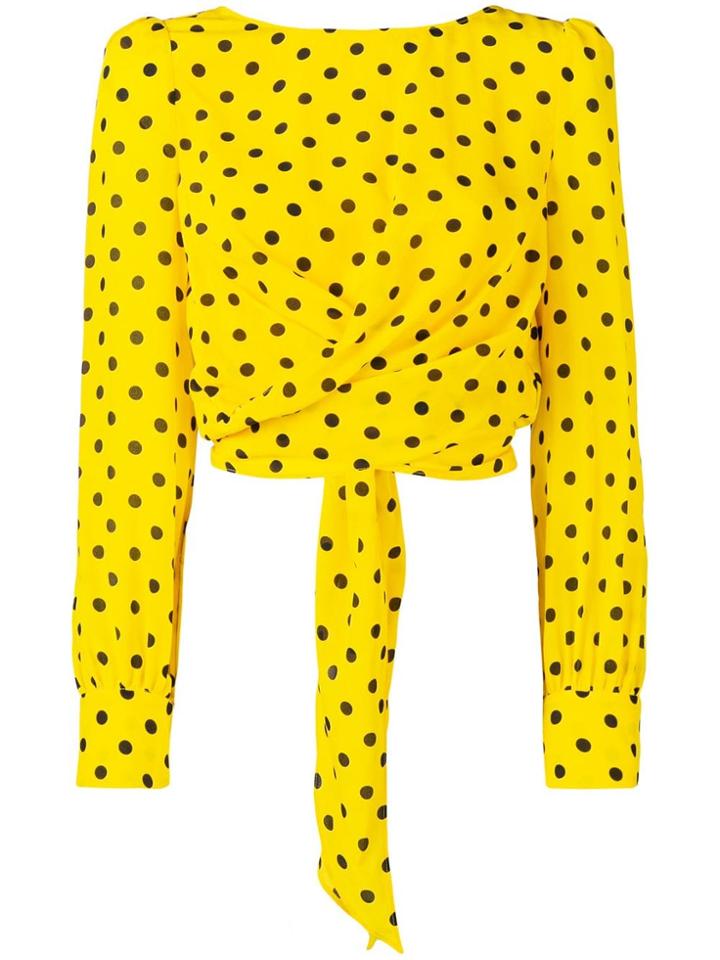 Alessandra Rich Polka Dot Cropped Blouse - Yellow