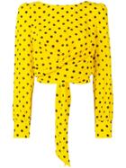 Alessandra Rich Polka Dot Cropped Blouse - Yellow
