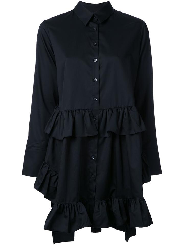 Elaidi Ruffle Detail Tunic Top, Women's, Size: 44, Black, Cotton