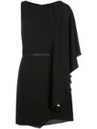 Halston Heritage Asymmetric Frilled Mini Dress - Black