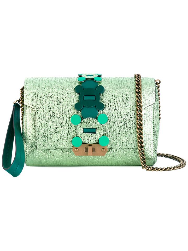 Anya Hindmarch - Metallic Foldover Shoulder Bag - Women - Leather - One Size, Green, Leather