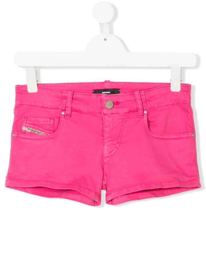 Diesel Kids Teen Denim Shorts - Pink & Purple