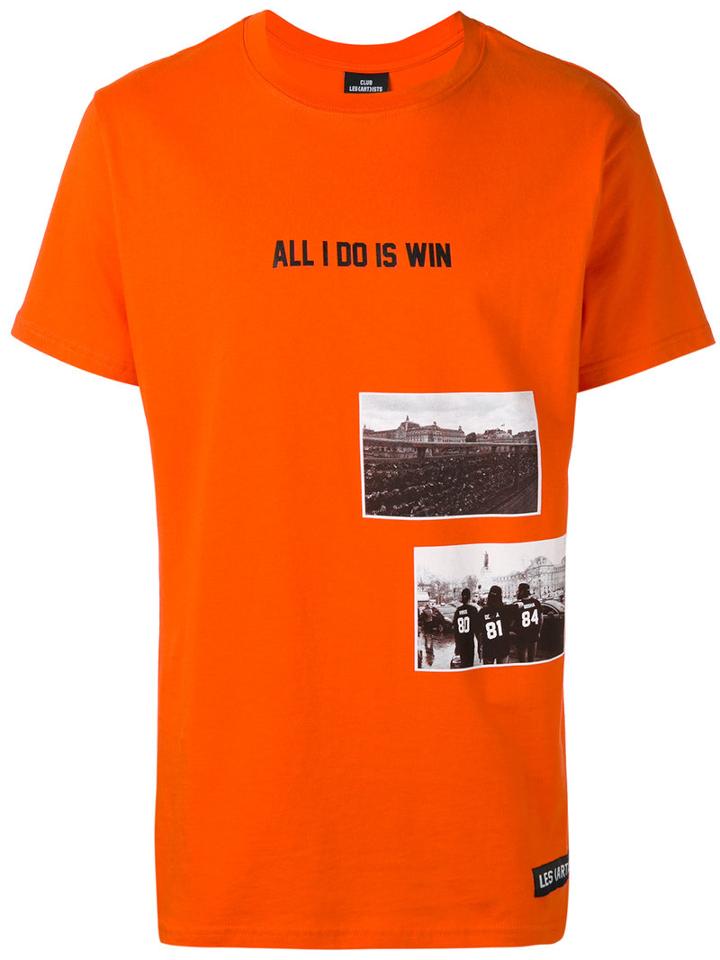 Les (art)ists - 'all I Do Is Win' T-shirt - Men - Cotton - L, Yellow/orange, Cotton