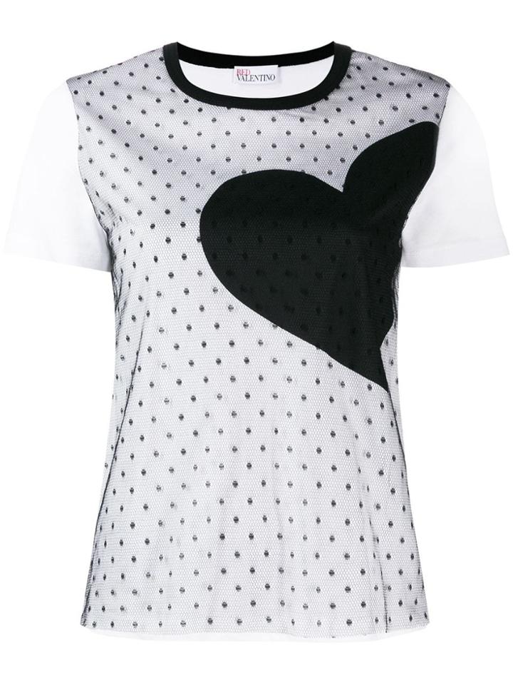 Red Valentino Heart Print T-shirt - White