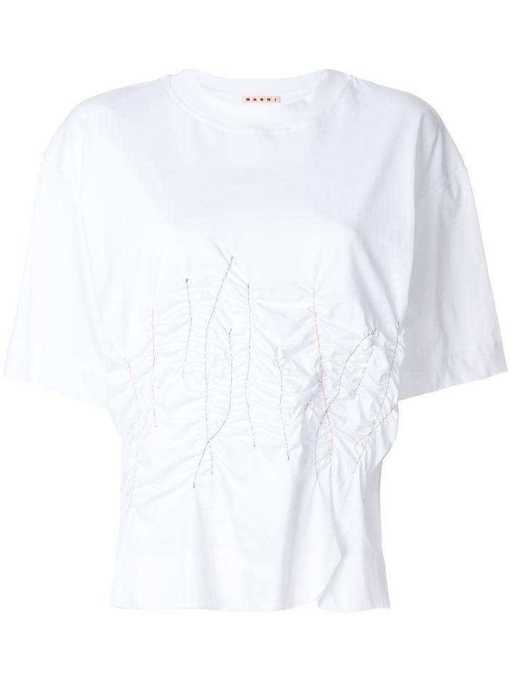 Marni - Crinkled Effect T-shirt - Women - Cotton/spandex/elastane - 38, White, Cotton/spandex/elastane