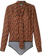 Andrea Marques Tie Detail Printed Body, Women's, Size: 42, Yellow/orange, Viscose