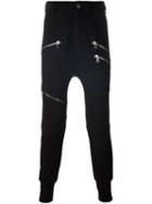 Pierre Balmain Zip Detail Slim Fit Tapered Trousers, Men's, Size: 52, Black, Cotton/polyester
