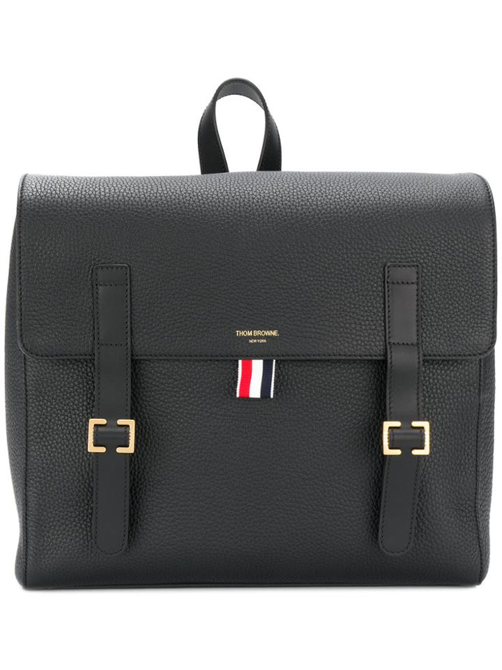 Thom Browne Unstructured Book Bag In Tumbled Calf Leather - Black