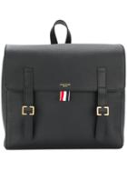 Thom Browne Unstructured Book Bag In Tumbled Calf Leather - Black