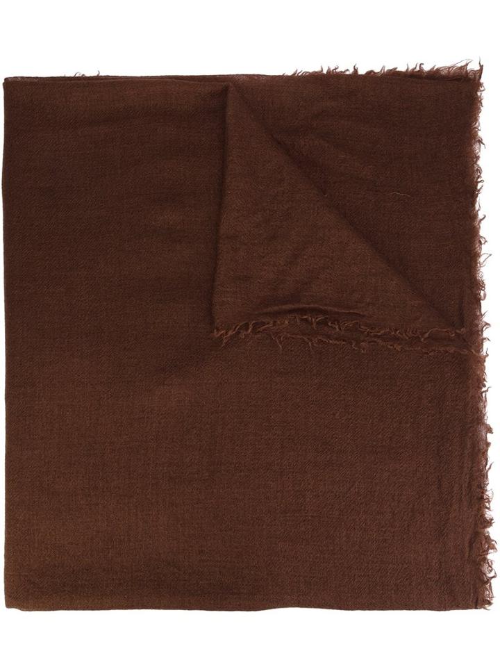 Rick Owens Frayed Scarf, Women's, Brown, Silk/cashmere