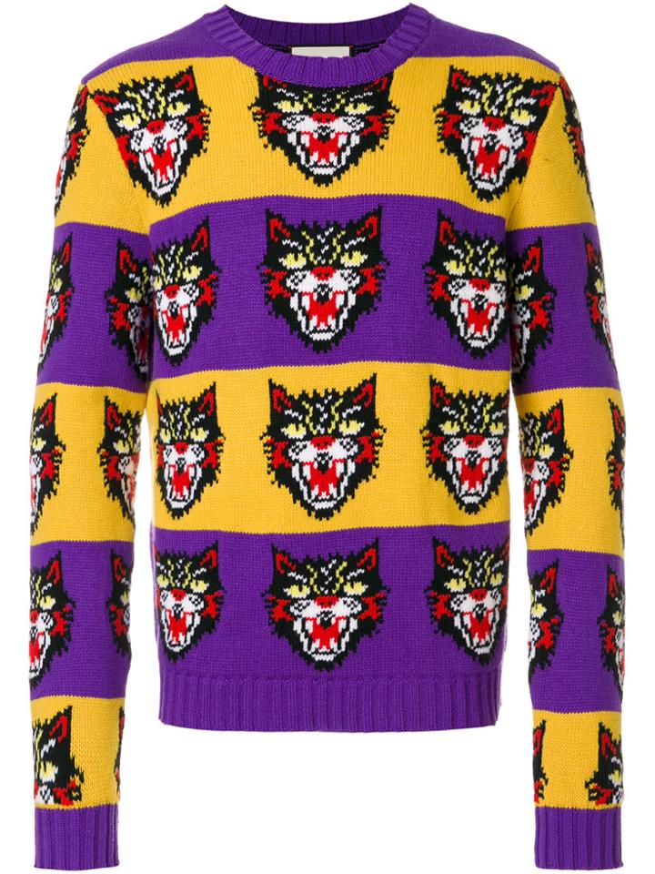 Gucci Angry Cat Sweater - Pink & Purple